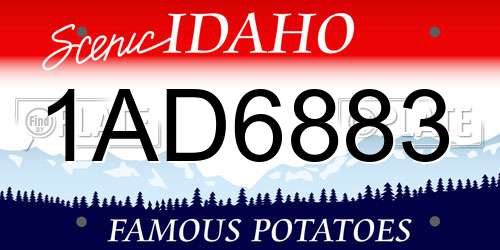 1AD6883 Idaho License Plate
