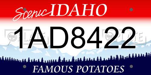 1AD8422 Idaho License Plate