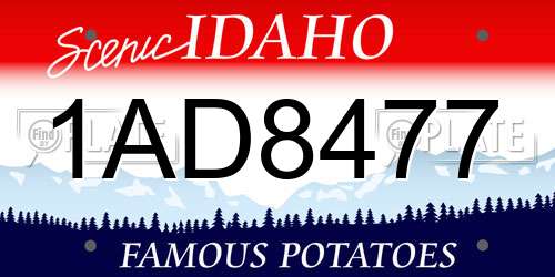 1AD8477 Idaho License Plate