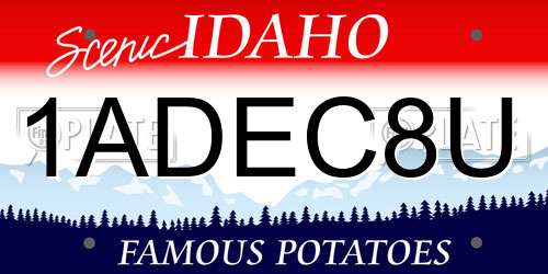 1ADEC8U Idaho License Plate