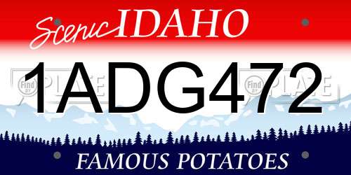 1ADG472 Idaho License Plate