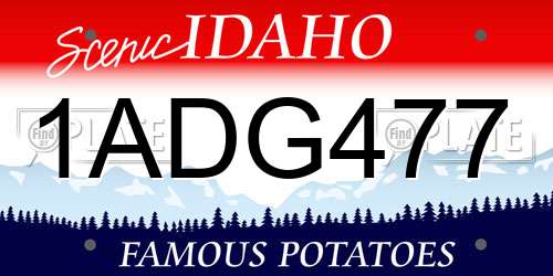 1ADG477 Idaho License Plate