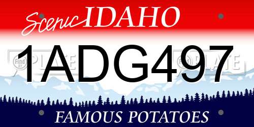 1ADG497 Idaho License Plate