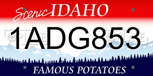 1ADG853 Idaho License Plate