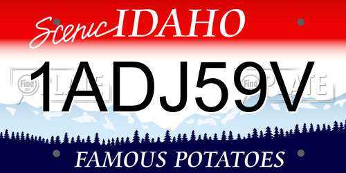 1ADJ59V Idaho License Plate