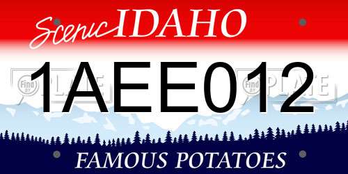 1AEE012 Idaho License Plate