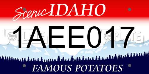 1AEE017 Idaho License Plate
