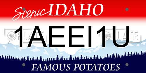 1AEEI1U Idaho License Plate
