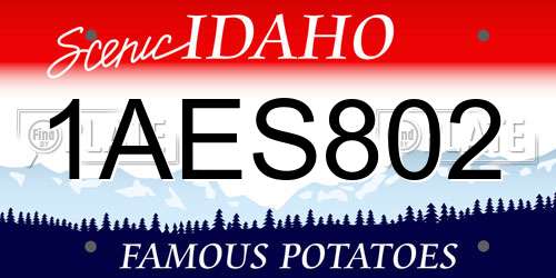 1AES802 Idaho License Plate