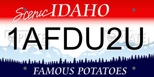1AFDU2U Idaho License Plate