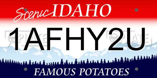 1AFHY2U Idaho License Plate
