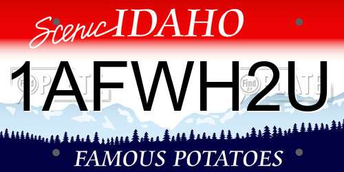 1AFWH2U Idaho License Plate