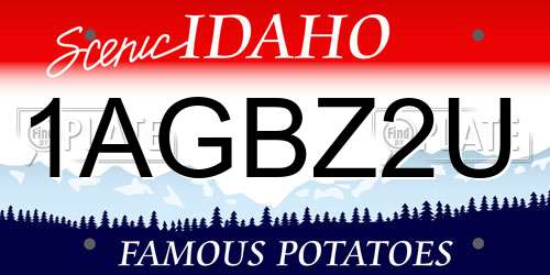 1AGBZ2U Idaho License Plate