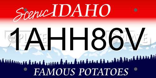1AHH86V Idaho License Plate