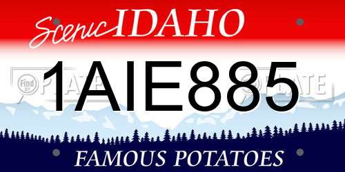 1AIE885 Idaho License Plate
