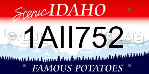 1AII752 Idaho License Plate