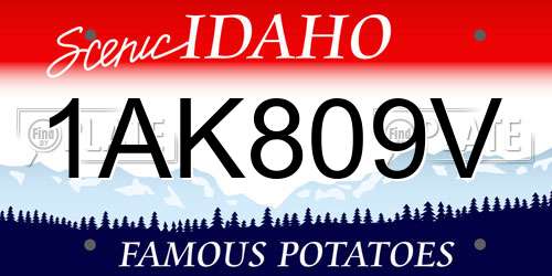 1AK809V Idaho License Plate