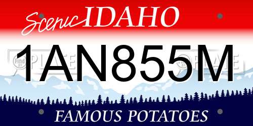 1AN855M Idaho License Plate