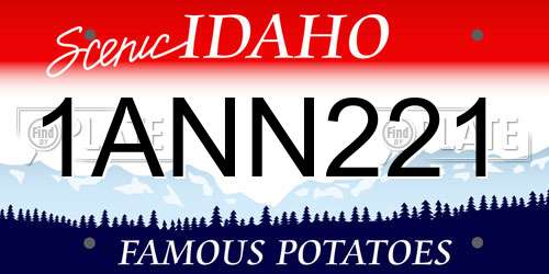 1ANN221 Idaho License Plate