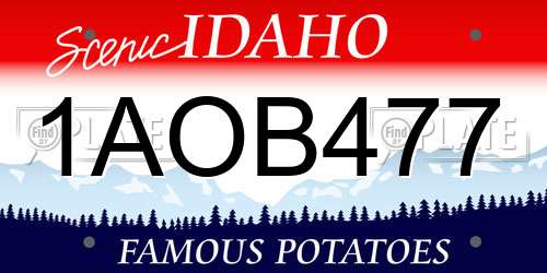 1AOB477 Idaho License Plate