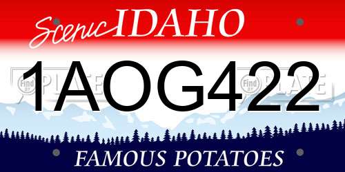 1AOG422 Idaho License Plate