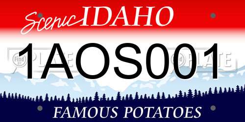 1AOS001 Idaho License Plate