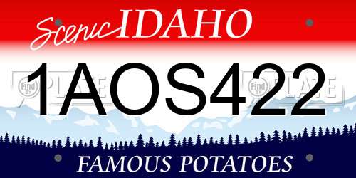 1AOS422 Idaho License Plate