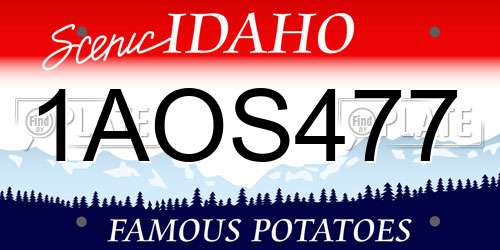 1AOS477 Idaho License Plate