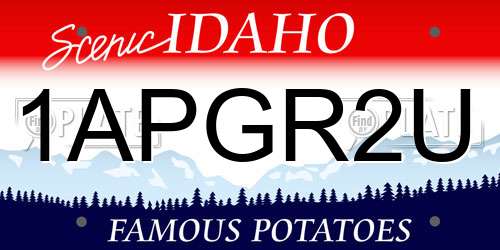 1APGR2U Idaho License Plate
