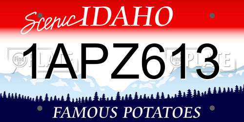 1APZ613 Idaho License Plate