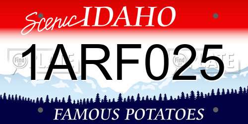 1ARF025 Idaho License Plate