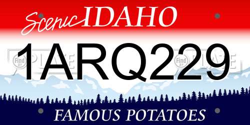 1ARQ229 Idaho License Plate