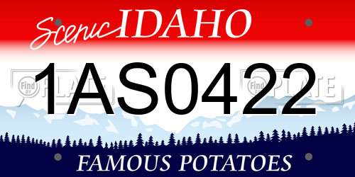 1AS0422 Idaho License Plate