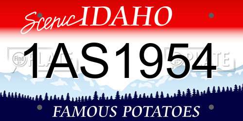 1AS1954 Idaho License Plate