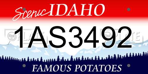 1AS3492 Idaho License Plate