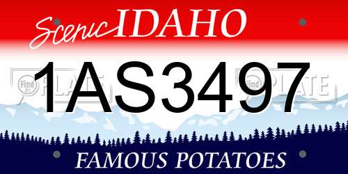 1AS3497 Idaho License Plate
