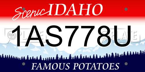 1AS778U Idaho License Plate
