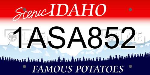 1ASA852 Idaho License Plate