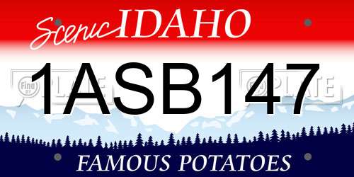 1ASB147 Idaho License Plate