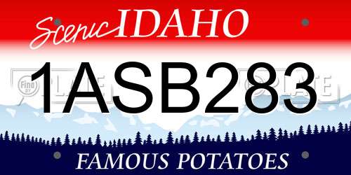 1ASB283 Idaho License Plate