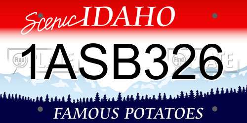 1ASB326 Idaho License Plate