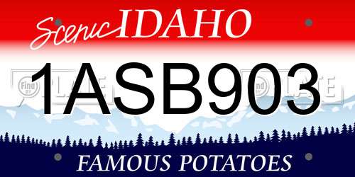 1ASB903 Idaho License Plate