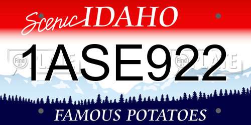 1ASE922 Idaho License Plate