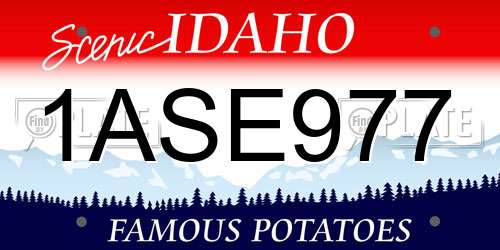 1ASE977 Idaho License Plate