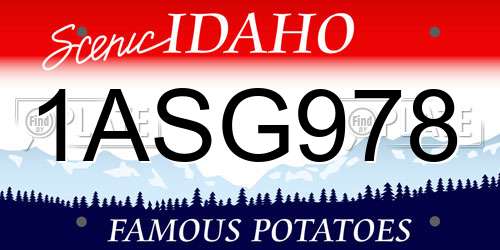 1ASG978 Idaho License Plate