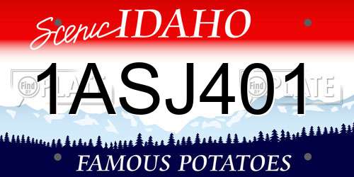 1ASJ401 Idaho License Plate