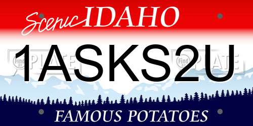 1ASKS2U Idaho License Plate