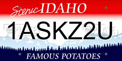 1ASKZ2U Idaho License Plate