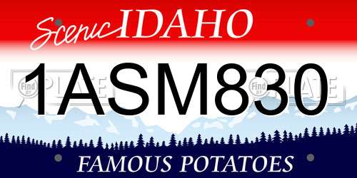 1ASM830 Idaho License Plate