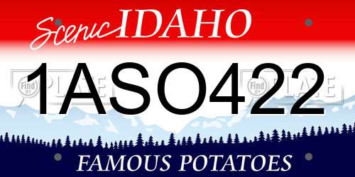 1ASO422 Idaho License Plate